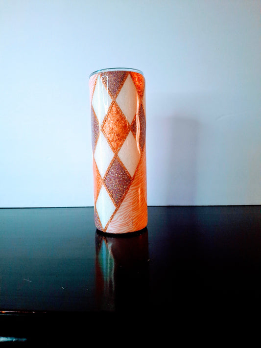 24oz. Glitter Argyle Zebra Banner Split Tumbler